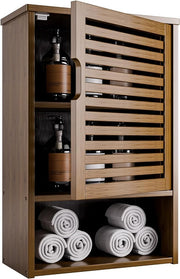 Bathroom Wall Cabinet Adjustable Shelf Storage Organiser Over Toilet Walnut