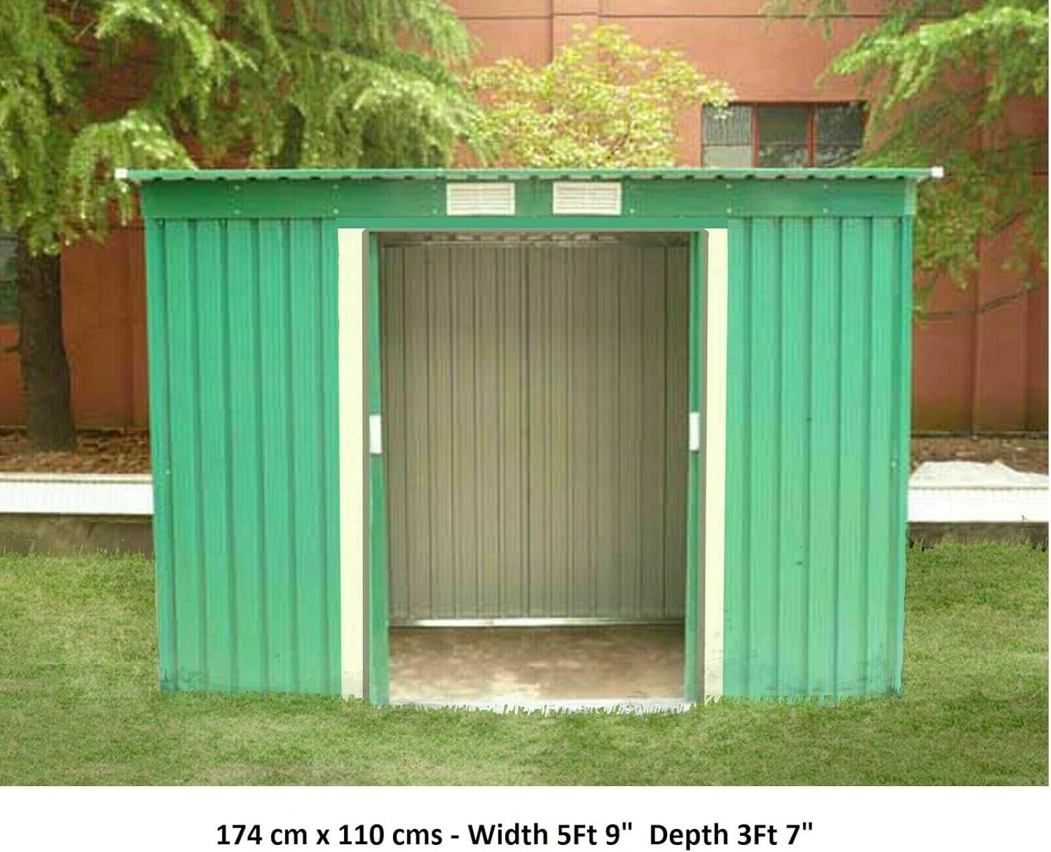 Metal Garden Shed 5x3FT Outdoor Storage with Base & Ramp Weatherproof Grey