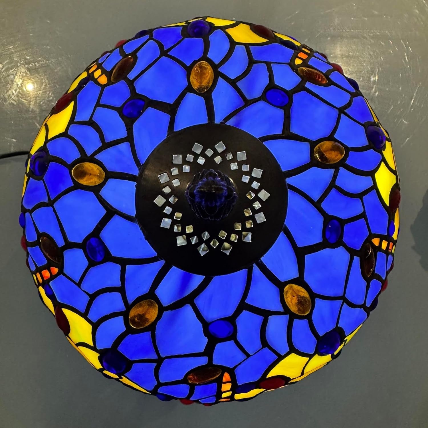 Tiffany Style Dragonfly Table Lamp Handcrafted Stained Glass 42cm E27