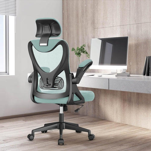 Ergonomic High Back Mesh Office Chair Adjustable Height Lumbar Support Flip Arms