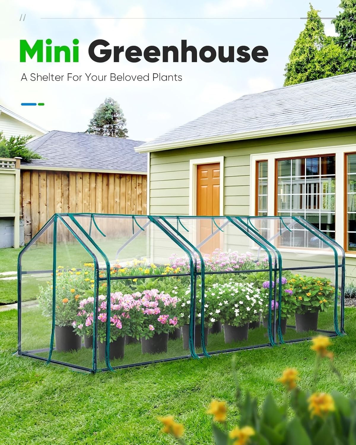 Portable Mini Greenhouse 241x91x91cm Clear PVC Cloche Tent for Indoor Outdoor