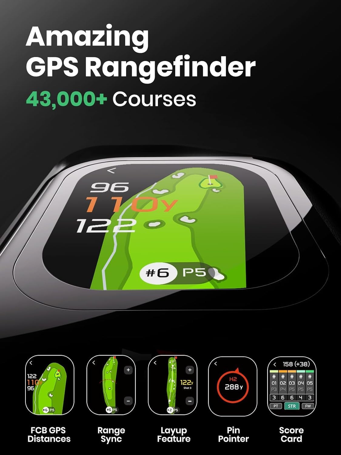 Golf Laser Rangefinder GPS Touchscreen Slope 1300 Yards Flag Lock Vibration