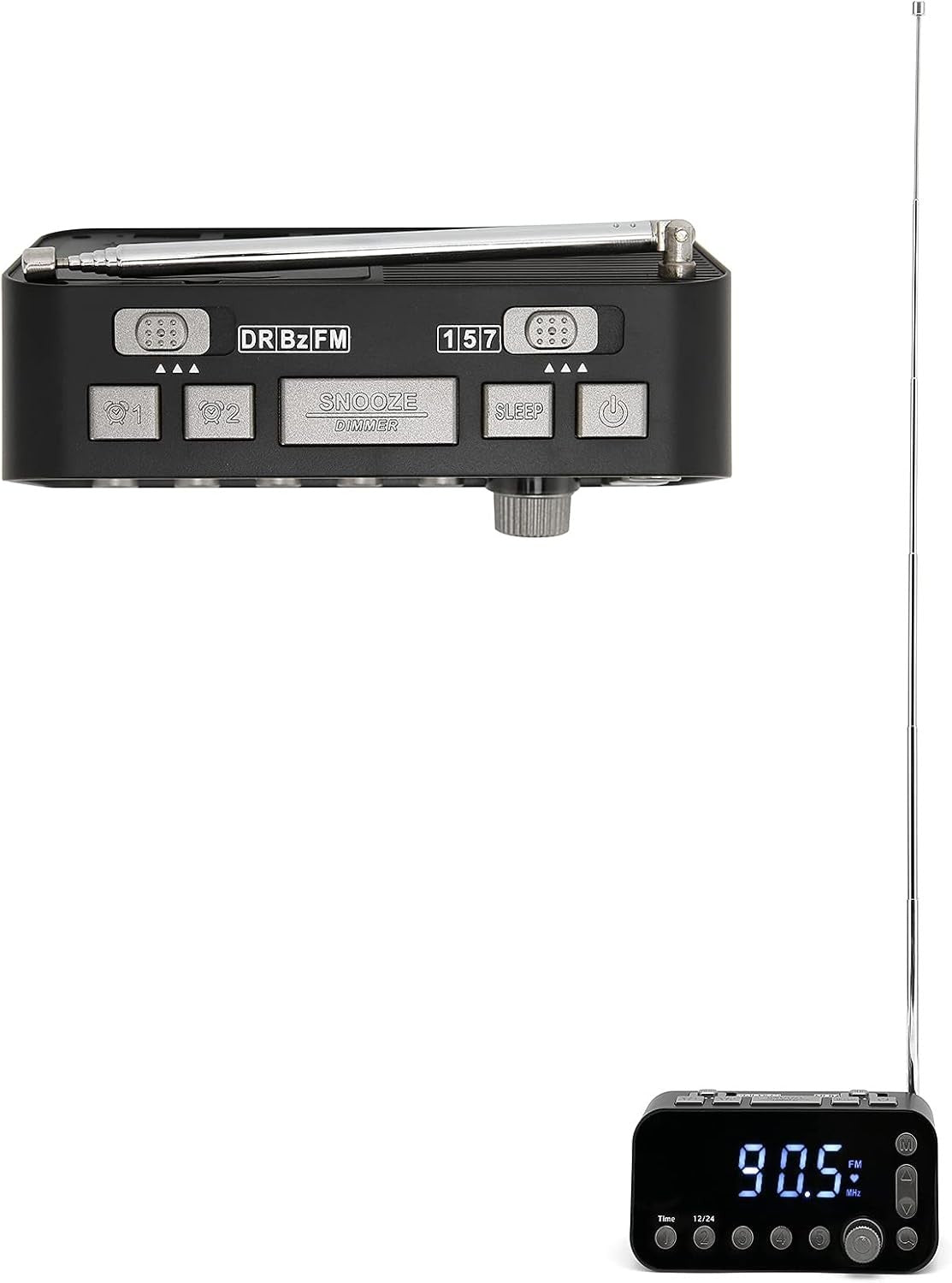 Black DAB FM Digital Alarm Clock Radio Dual Alarm USB Charging LED