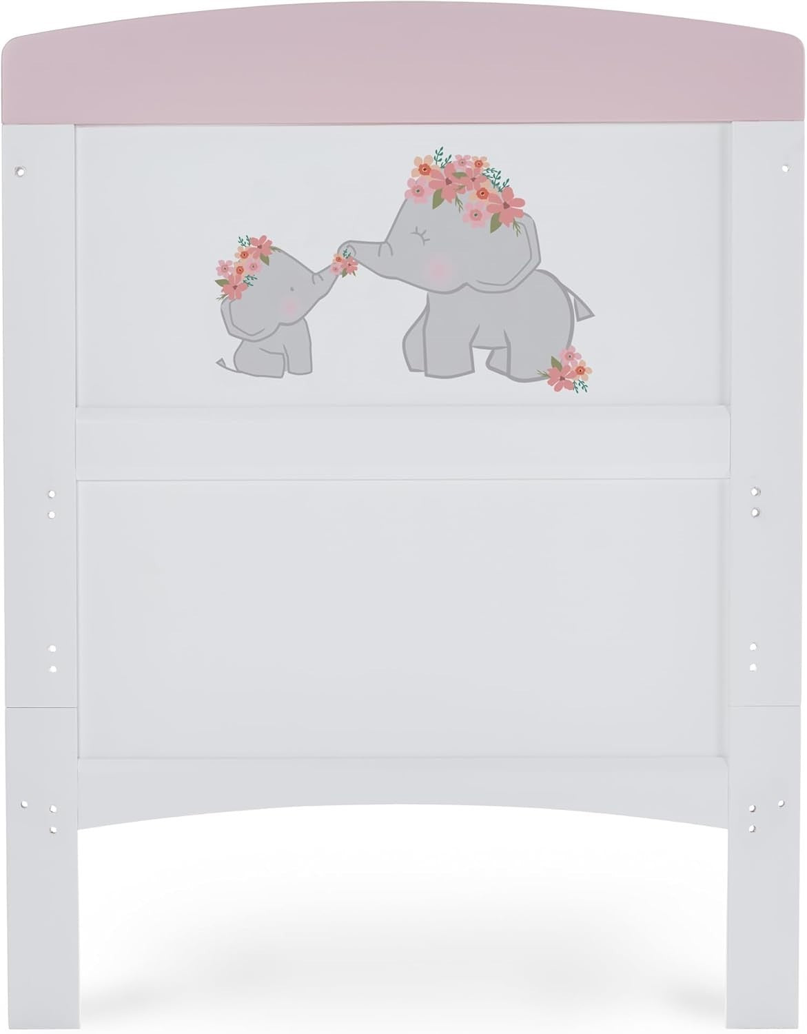 Convertible Cot Bed with Adjustable Height Toddler Bed 140x70cm Elephant Pink
