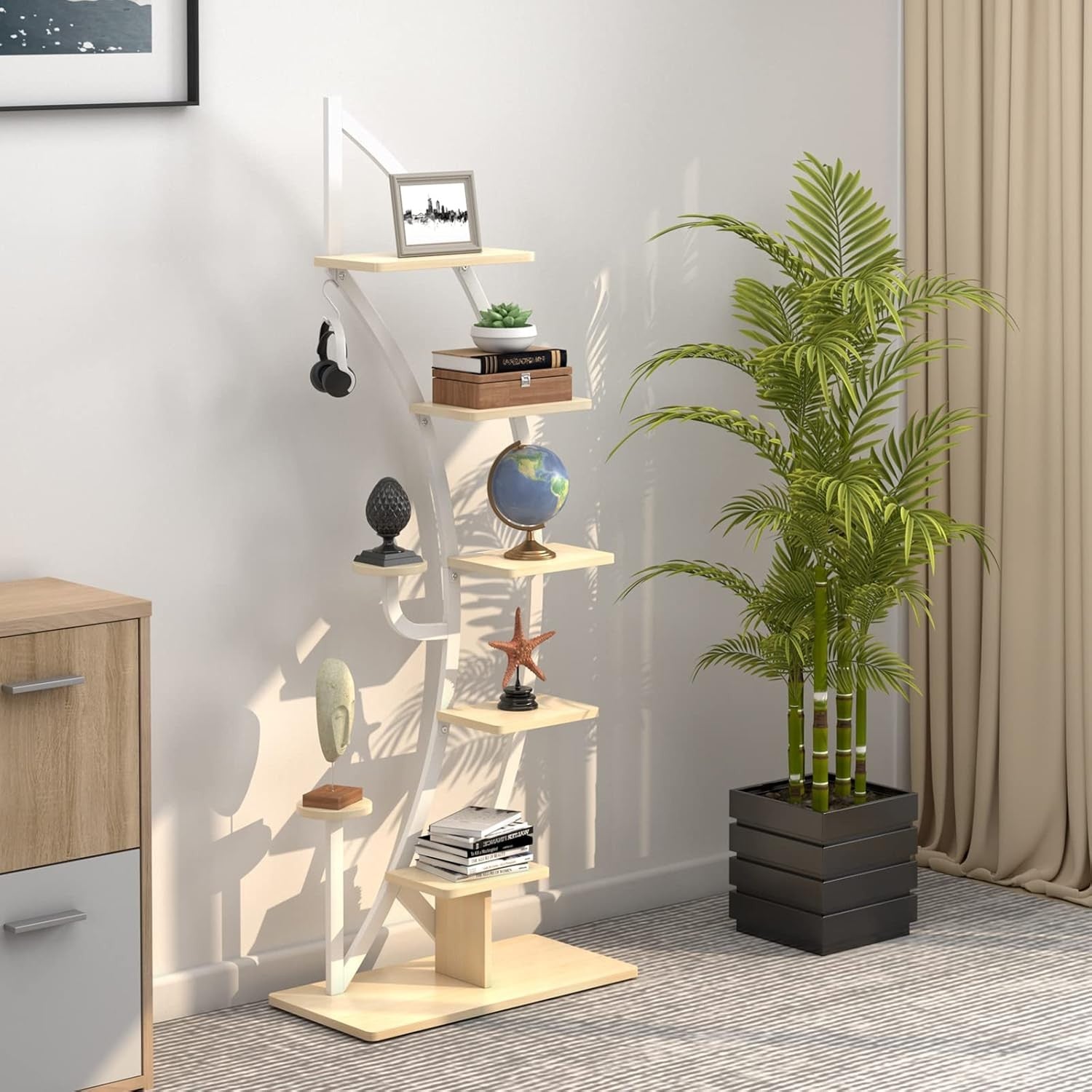 2PC 8 Tier Plant Stand Curved Half Moon Ladder Shelf Indoor Outdoor Display