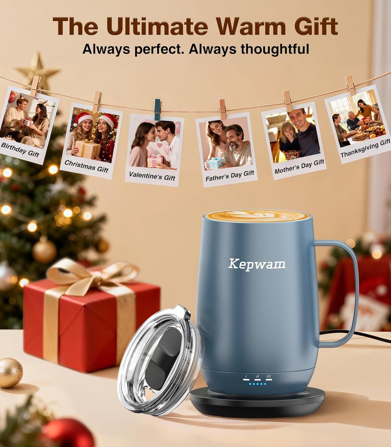 Self Heating Coffee Mug 20oz Smart Temp Control 8H Battery Blue