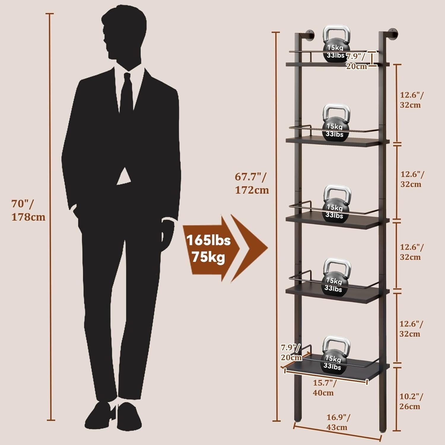 5-Tier Tall Wine Rack Bottle Storage Shelf Wall Mounted Freestanding Bar