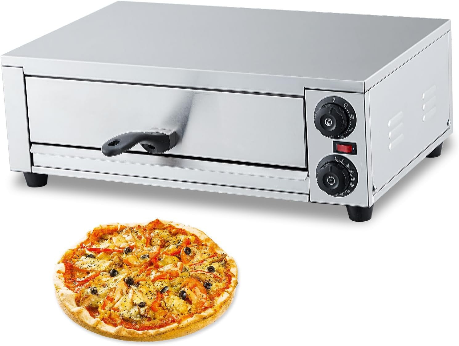 16" Commercial Electric Pizza Oven | Stainless Steel Countertop Grill 1300W