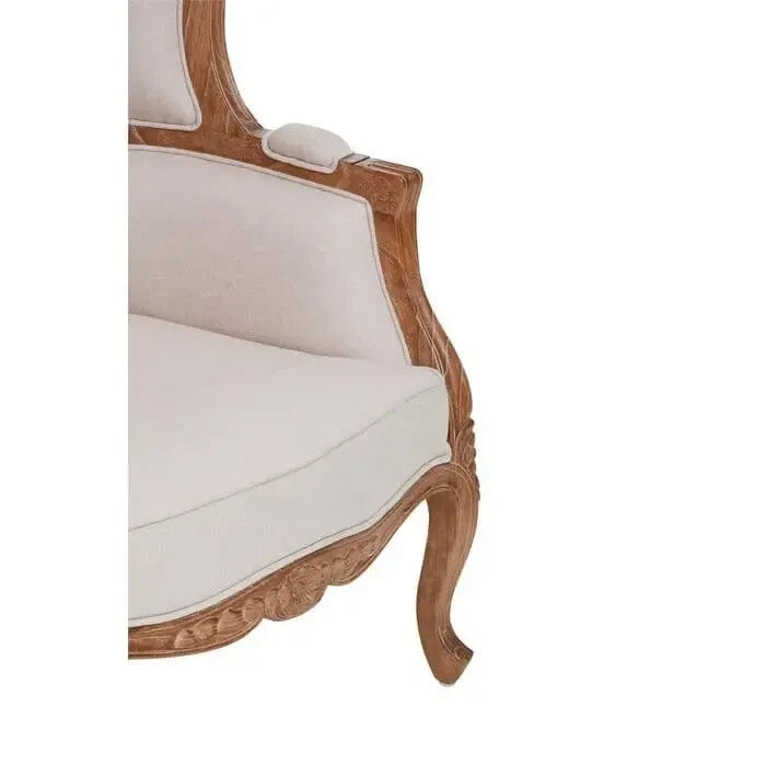 Luxury Cream Dome Accent Chair High Back Throne Style Wood Frame
