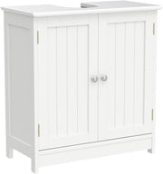 White Under Sink Bathroom Cabinet with Doors & Shelf Storage 60x30x60cm