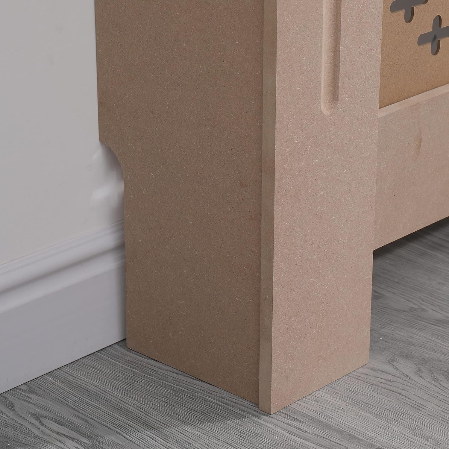 Small Unfinished Radiator Cover | Natural MDF Cabinet with Small Pattern Grill
