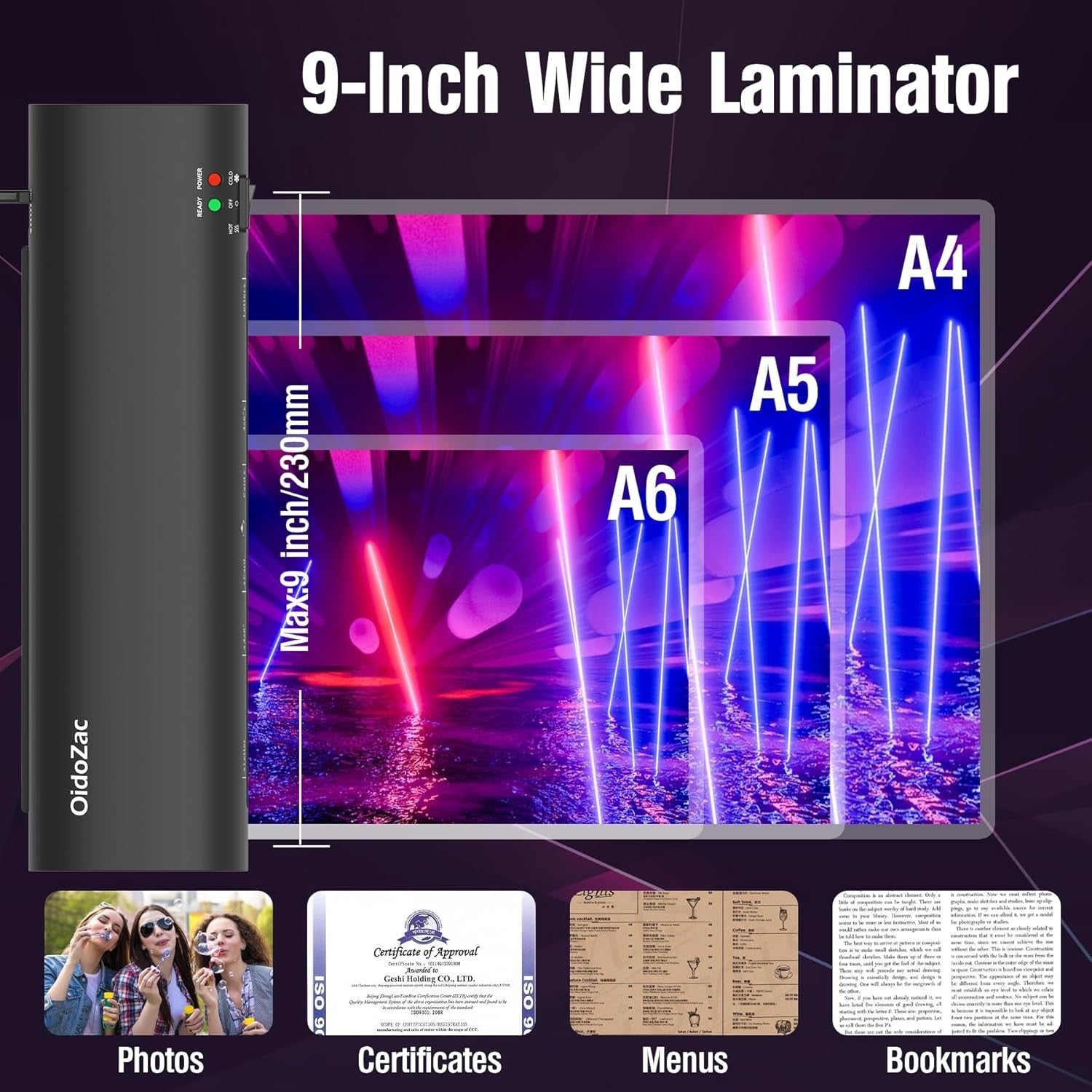 A4 Laminator Hot Cold 4-in-1 Compact No Bubble ABS Jam Release
