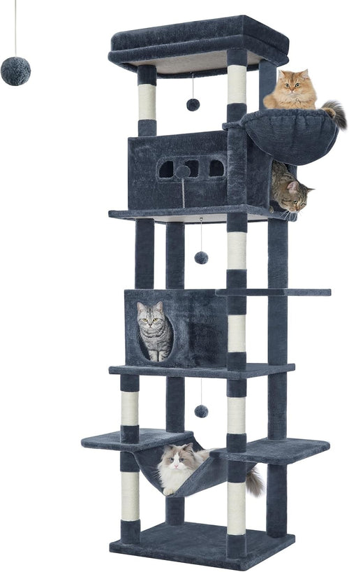 210cm Tall Cat Tree Tower Multi-Level Scratching Posts Condos Large Cats