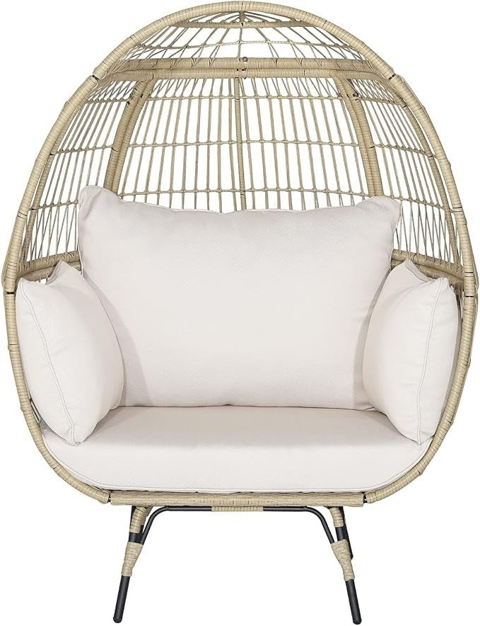 2 Seater Rattan Egg Chair Outdoor Indoor Lounger with Cushions Garden Patio