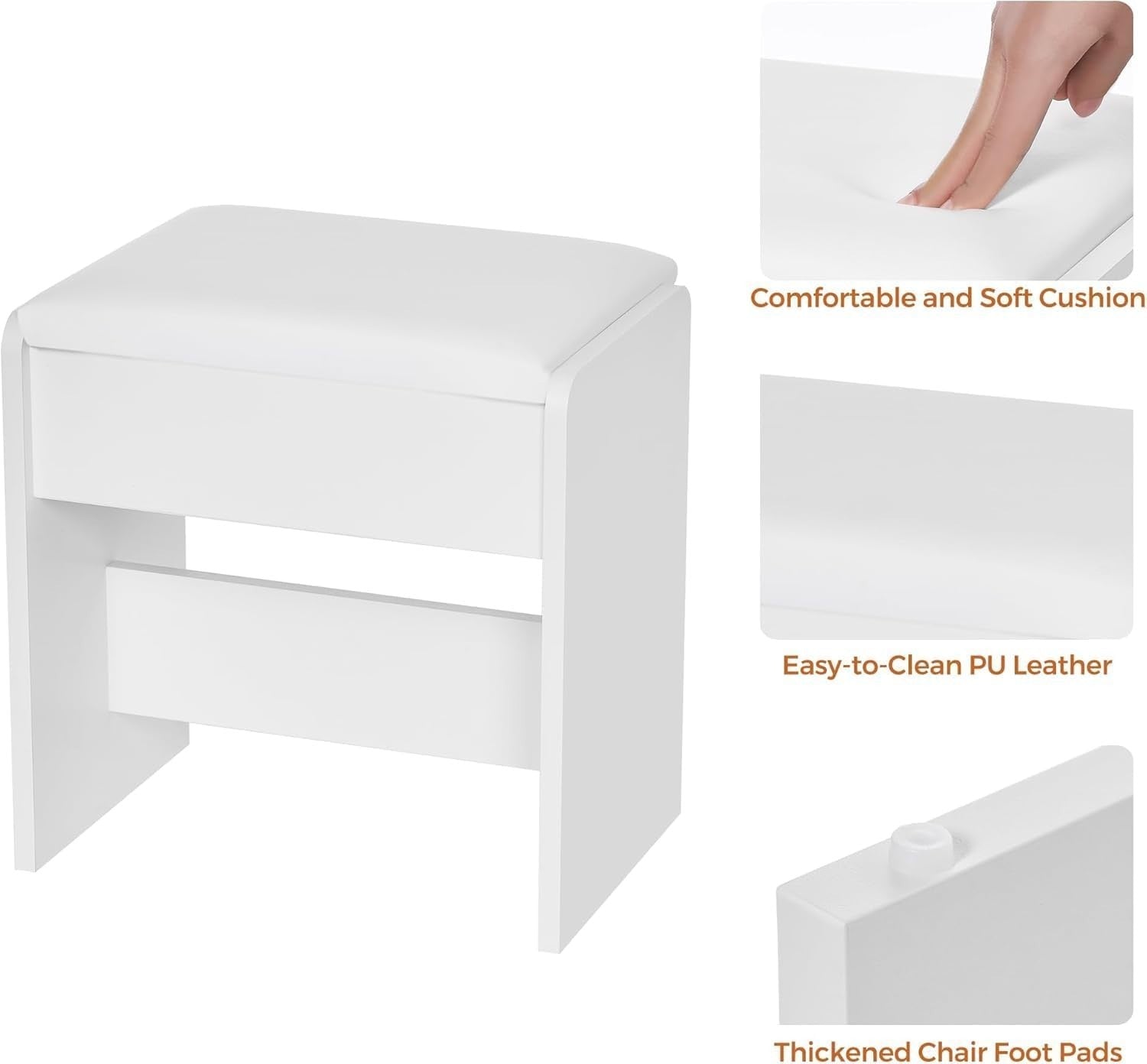 Modern White Vanity Table Set LED Mirror 6 Drawers Desk USB Charging Station