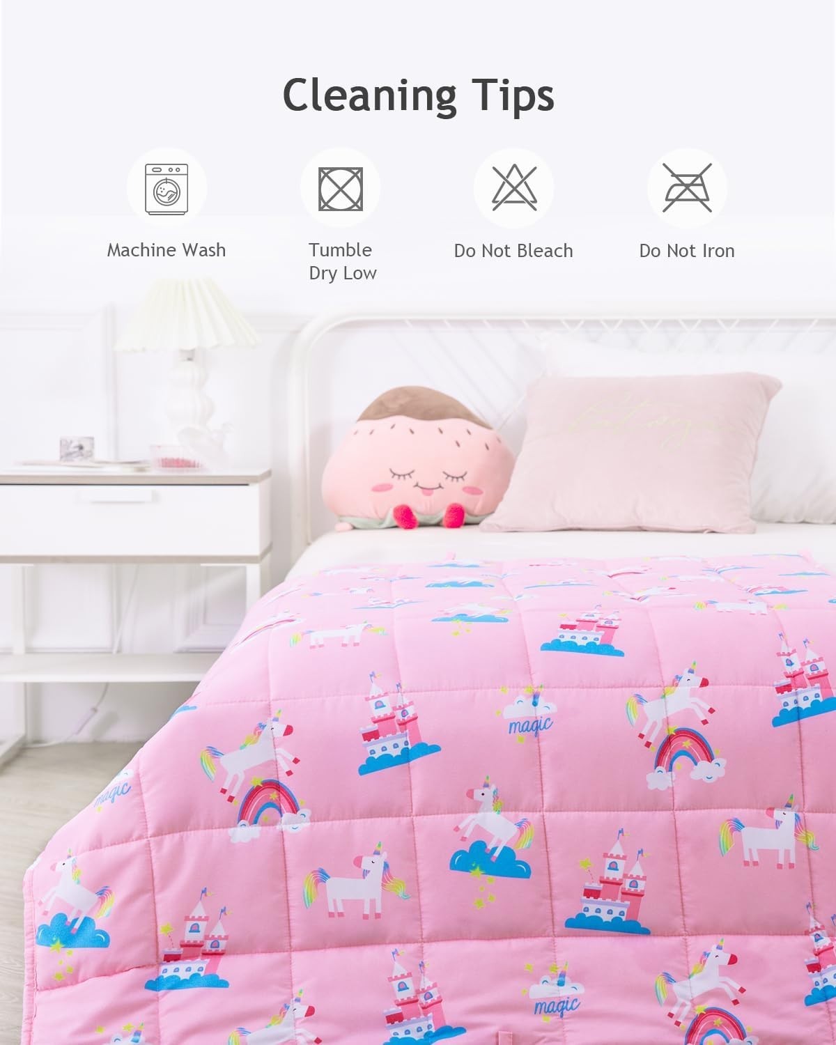 2.3kg Weighted Blanket Pink Unicorn Soft Cozy for Calming Sleep 90x120cm