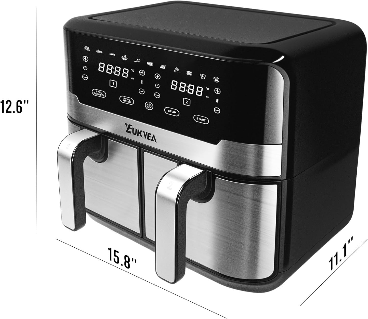 9L Dual Drawer Air Fryer 2400W 11 Presets Sync Finish No Oil Touchscreen