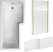1700x850mm Right-Hand L-Shaped Shower Bath Set | Acrylic Soaking Bath