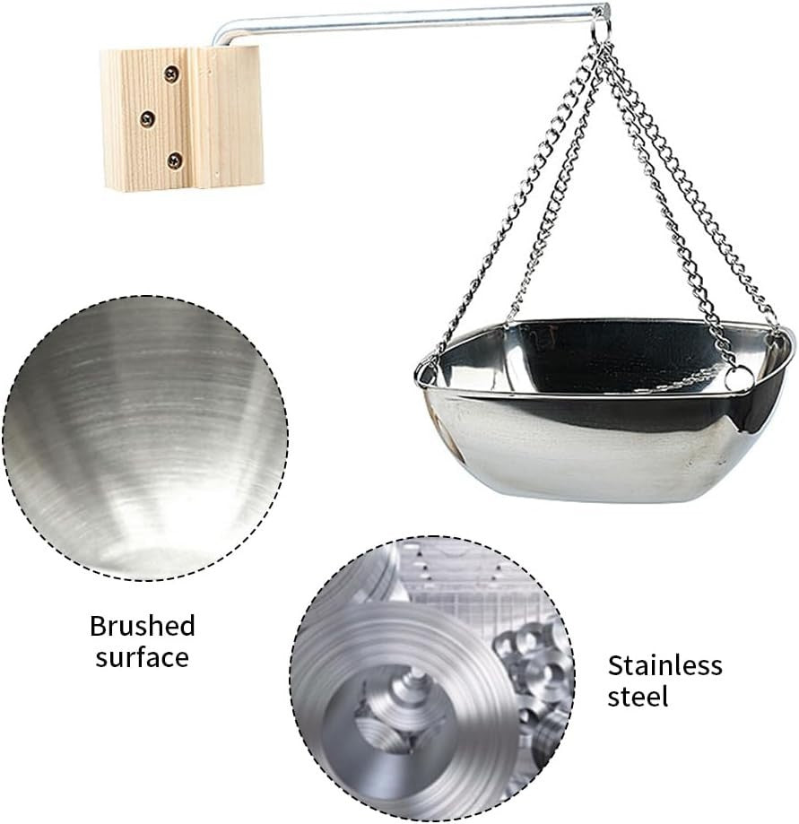 Square 20cm Stainless Steel Sauna Aroma Bowl w/ Adjustable Swing Arm