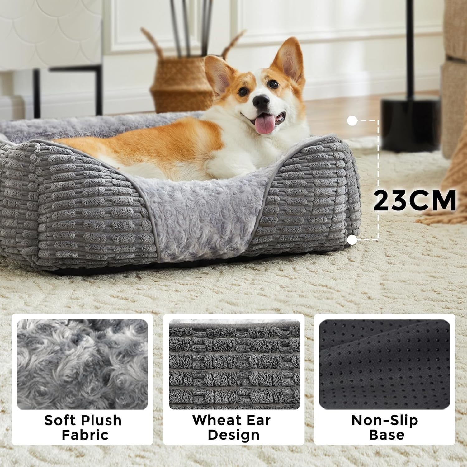 Medium Dog Bed 20cm High Sides Washable Sofa 64x53cm