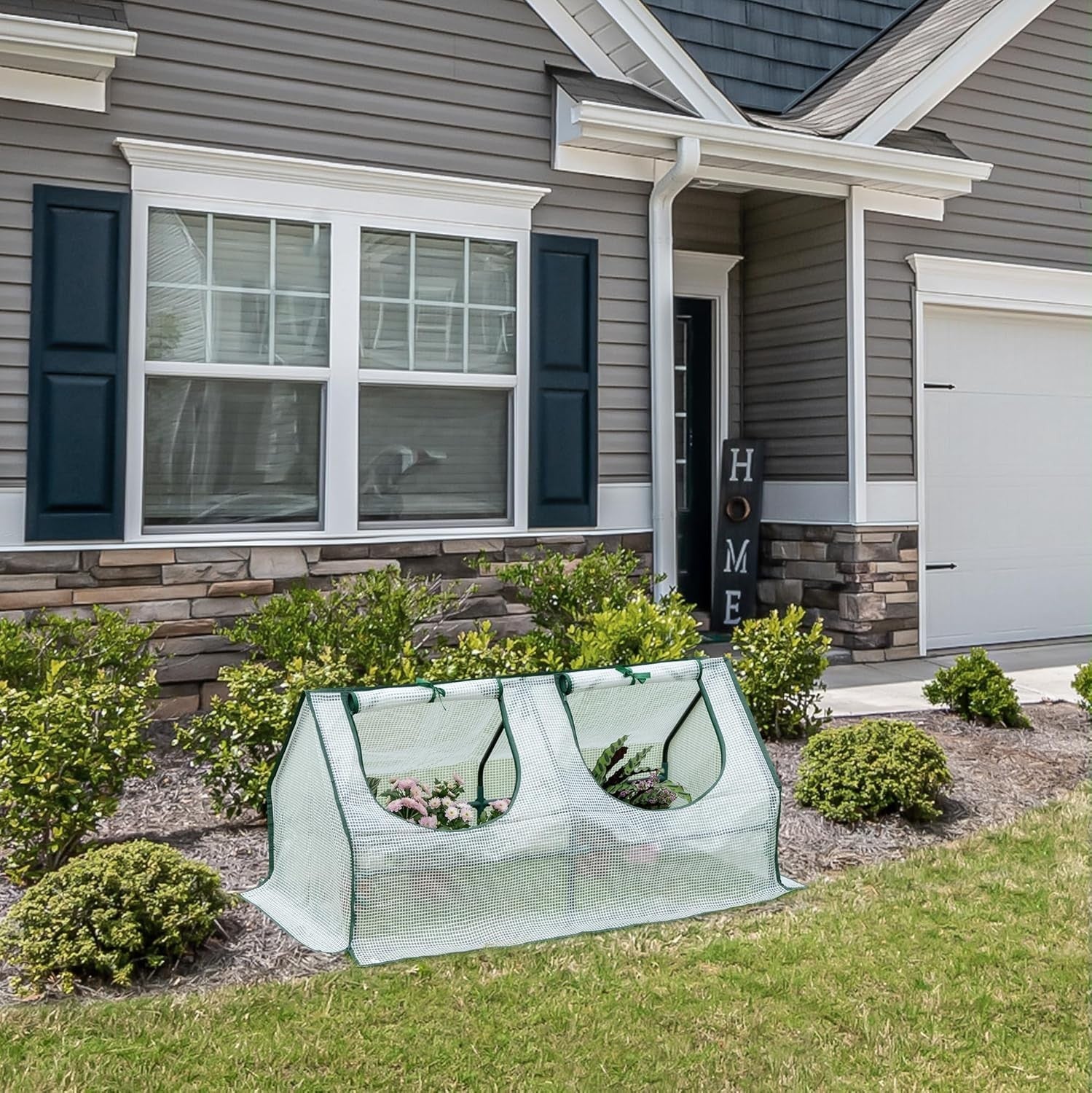 Mini Garden Greenhouse 120x60x60cm White PE Cover with Roll-Up Windows