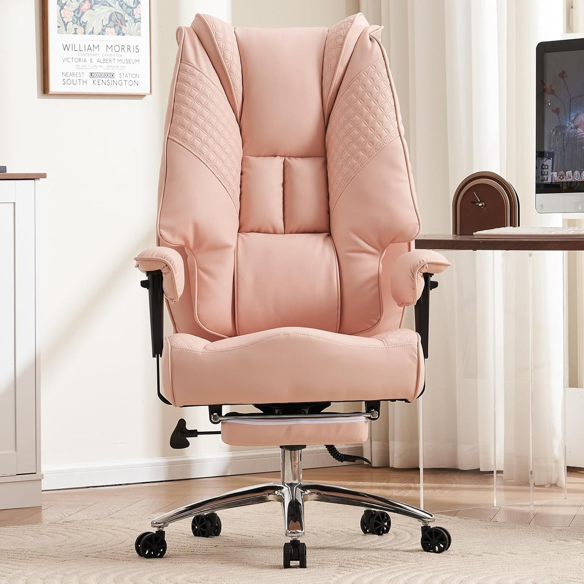 Heavy Duty Office Chair Big & Tall 400 lbs Wide Seat Ergonomic Mesh Back Pink