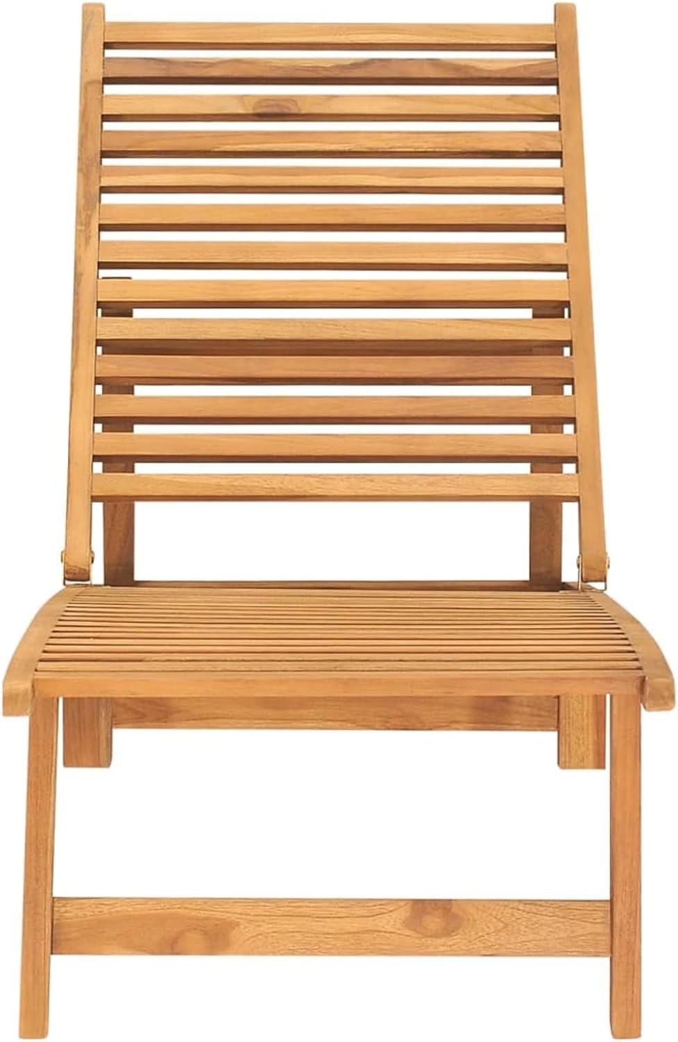 Foldable Teak Wood Sun Lounger with Adjustable Backrest - Outdoor Patio Chair