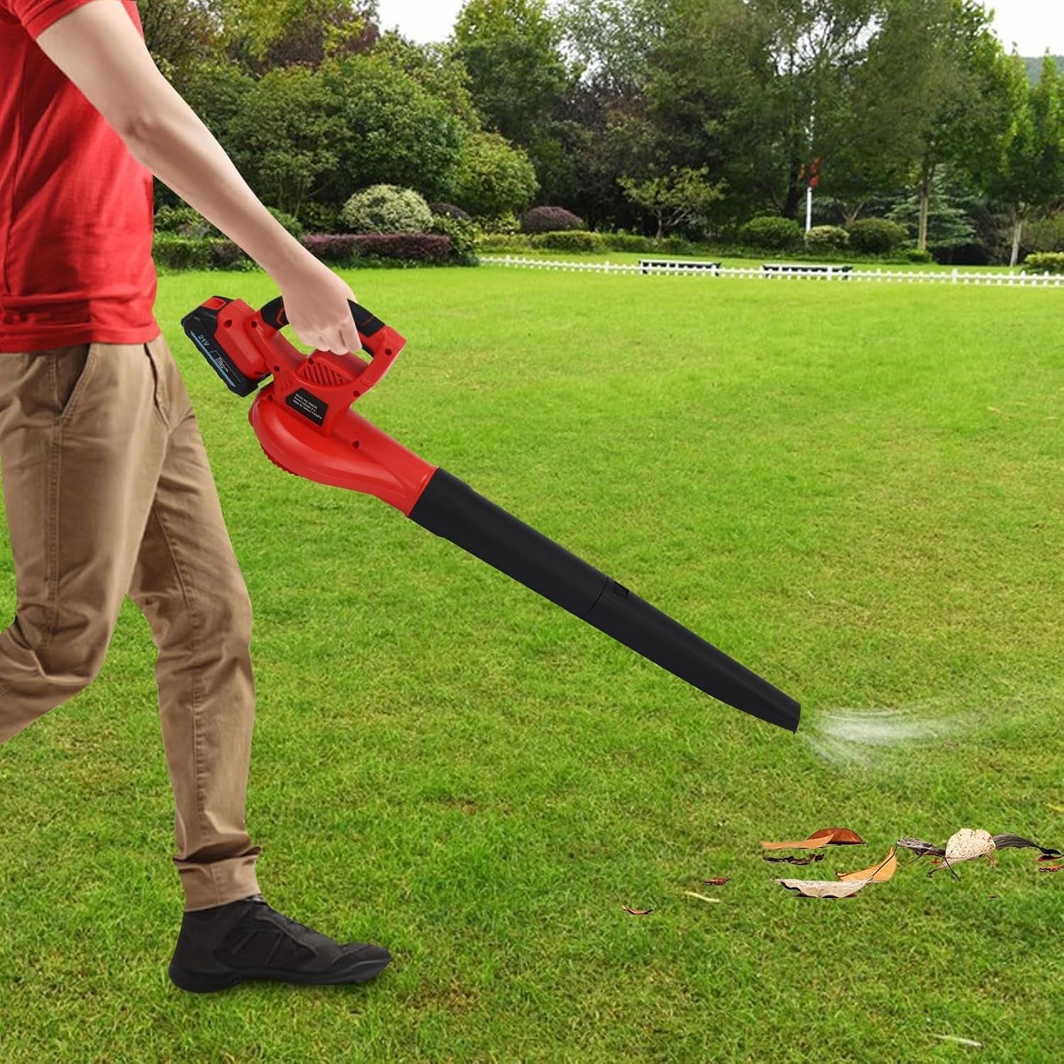 Cordless Leaf Blower 2 Batteries Lightweight Lithium Electric Garden Cleaner