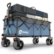 Blue Grey XXL Folding Handcart Heavy Duty 200kg All-Terrain Wagon 300L Capacity