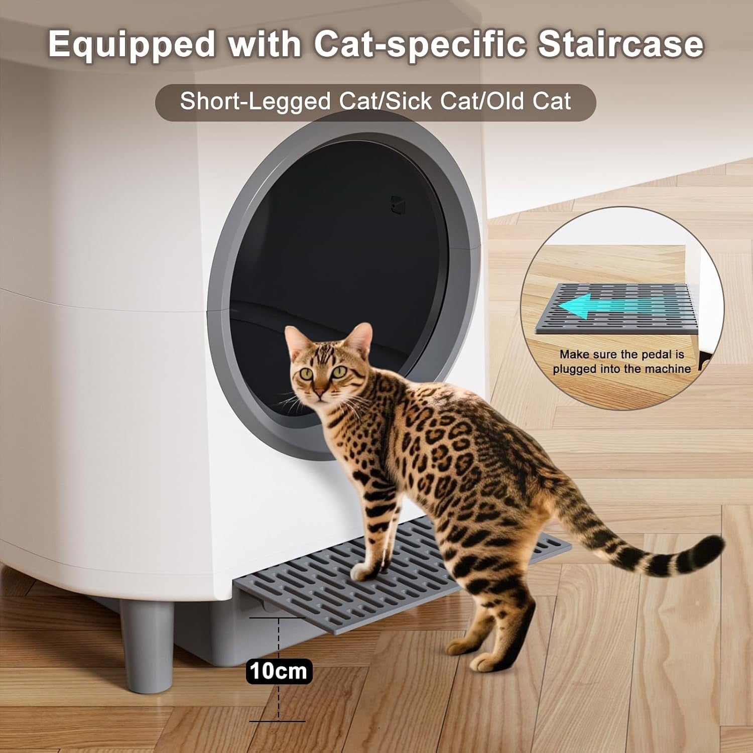 90L Self Cleaning Cat Litter Box App Control Odor Free Multi Cat