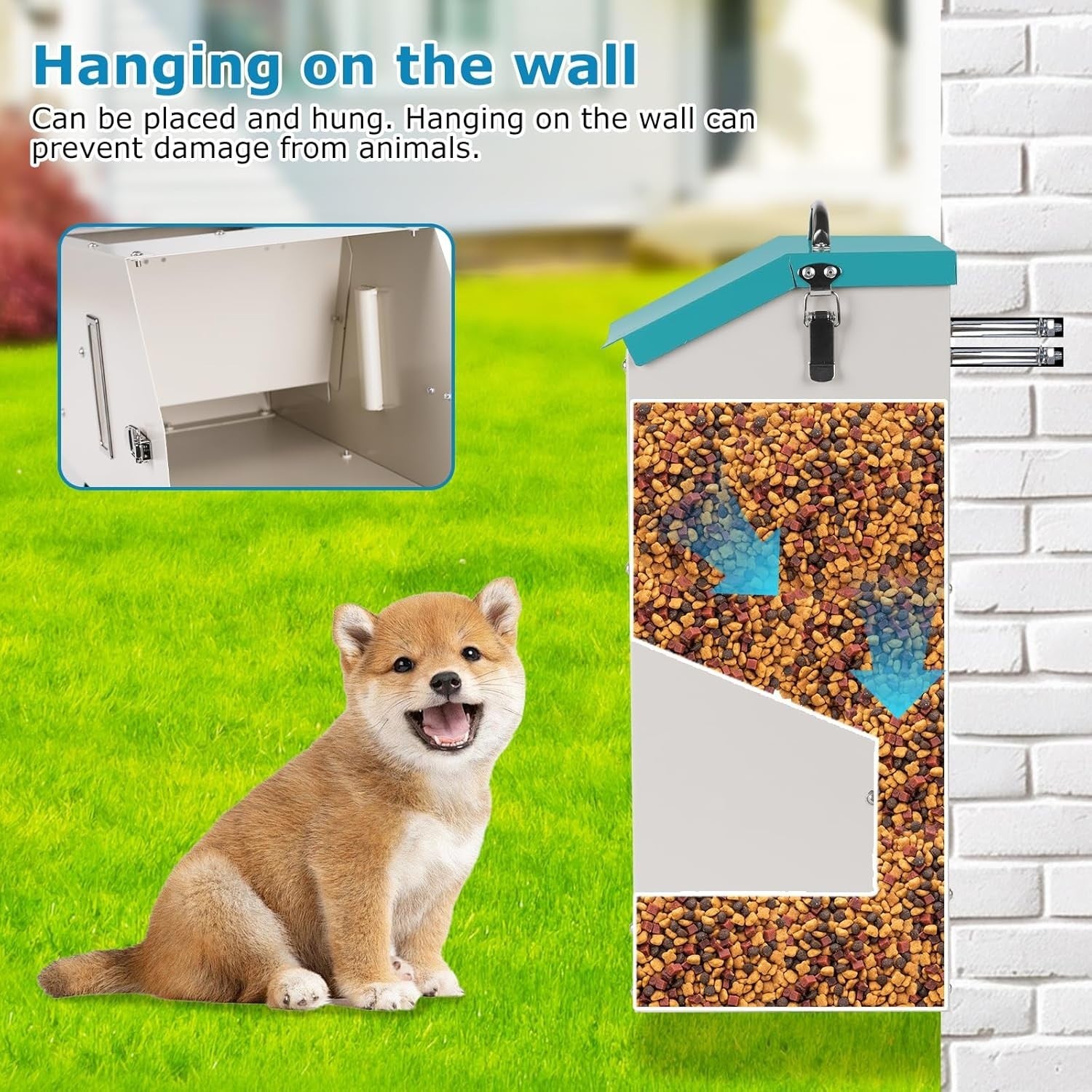 6KG Outdoor Automatic Dog Feeder Galvanized Gravity Pet Food Dispenser