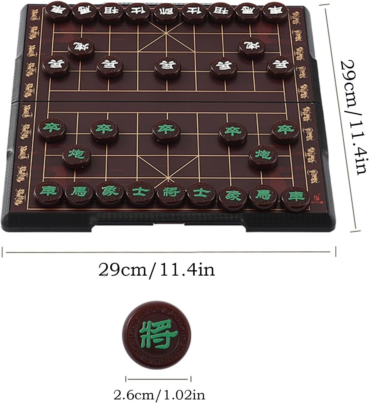 Magnetic Xiangqi Travel Chess Set Foldable Board 32 Agate Pieces