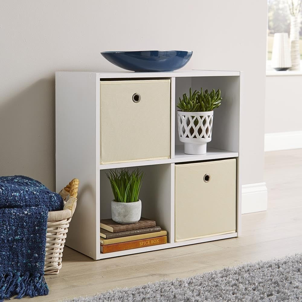 4 Cube Storage Shelf White Wooden Bookcase Display Unit 60cm