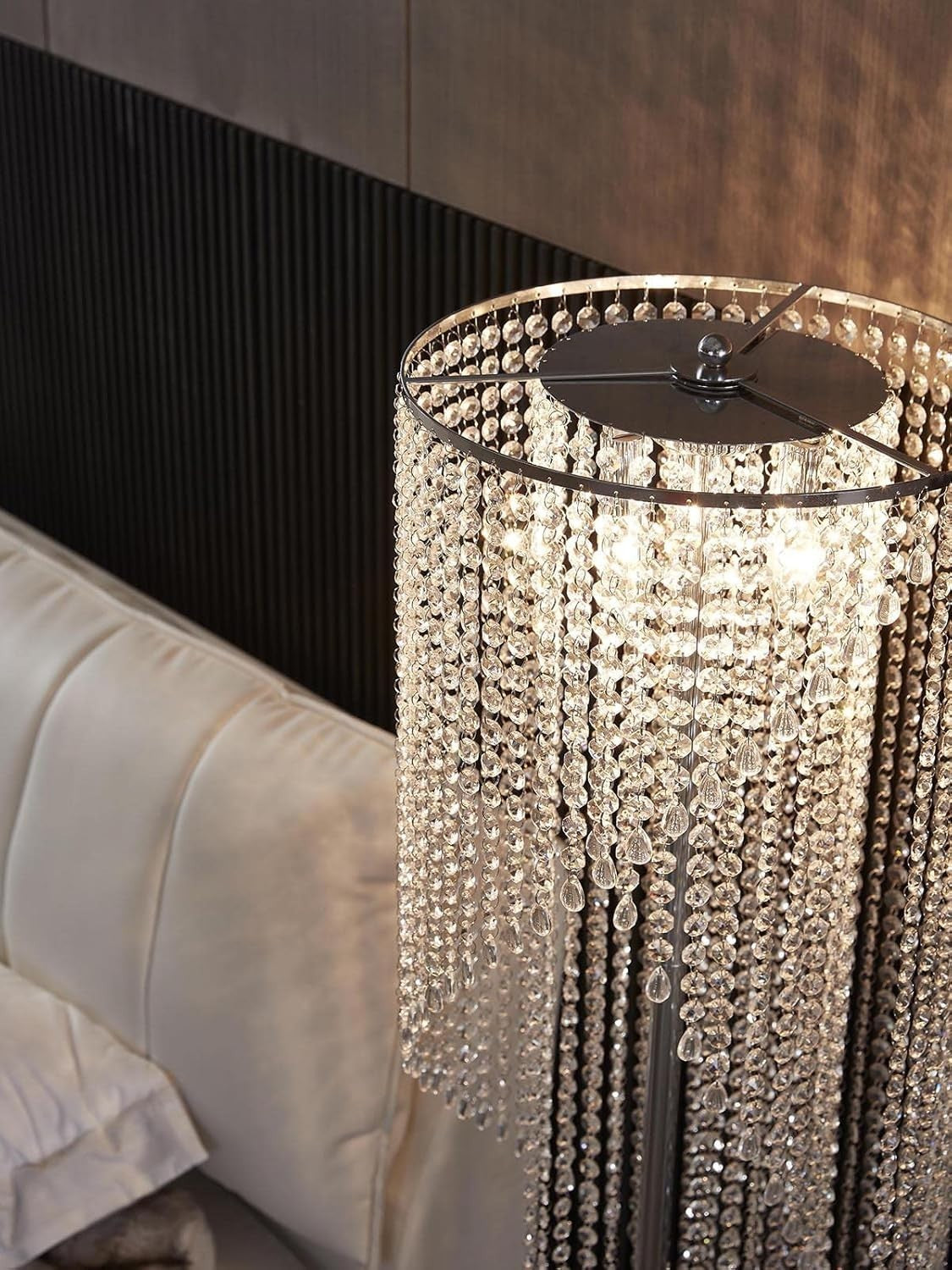 Crystal Floor Lamp Chrome 150cm | Modern Raindrop Style for Living Room