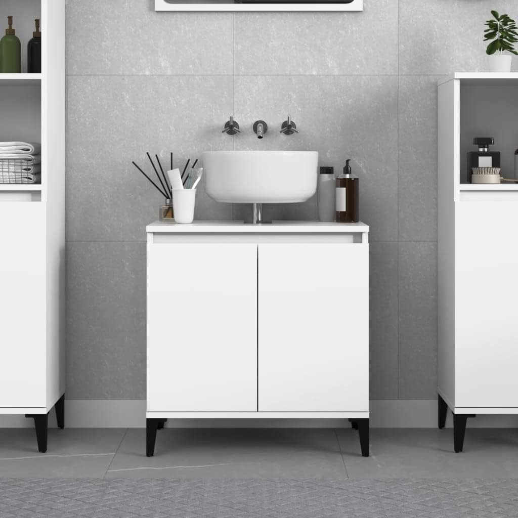 White Bathroom Sink Cabinet | Compact Under Sink Storage 58x33x60cm