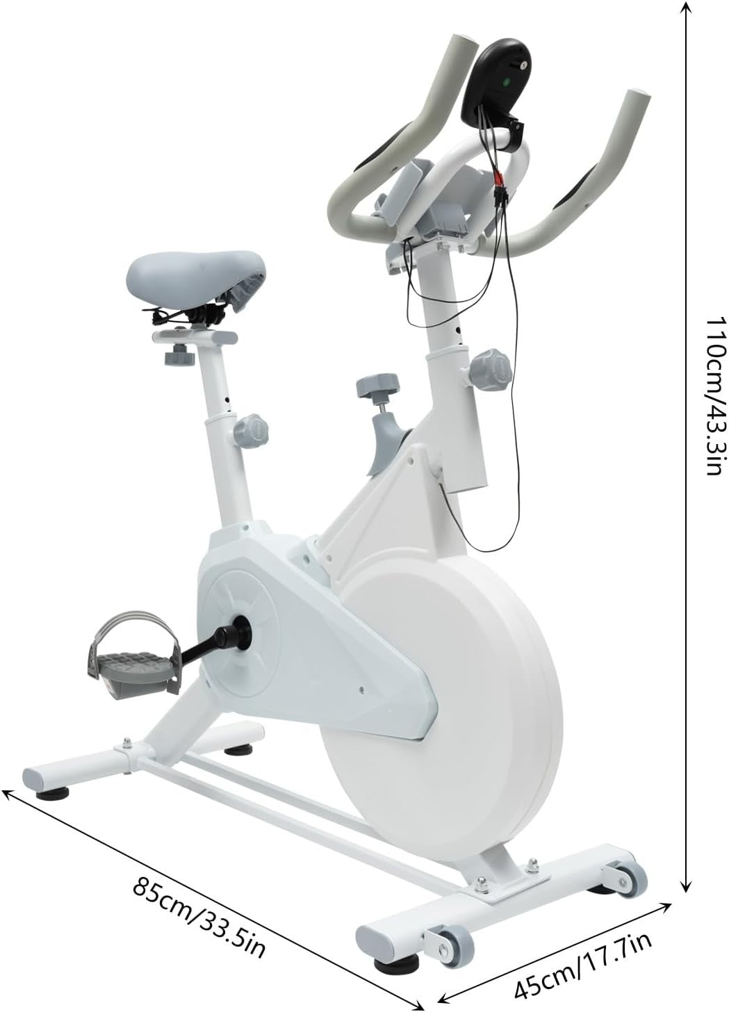 Quiet Indoor Exercise Bike w/ Adjustable Resistance, Safe Pedals & 176lb Cap