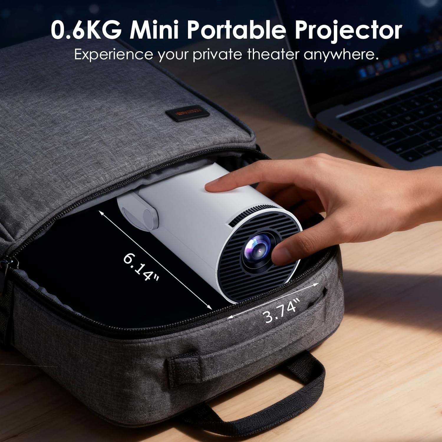 Smart Mini Projector WiFi 6 1080P Support Bluetooth 180° Auto Keystone