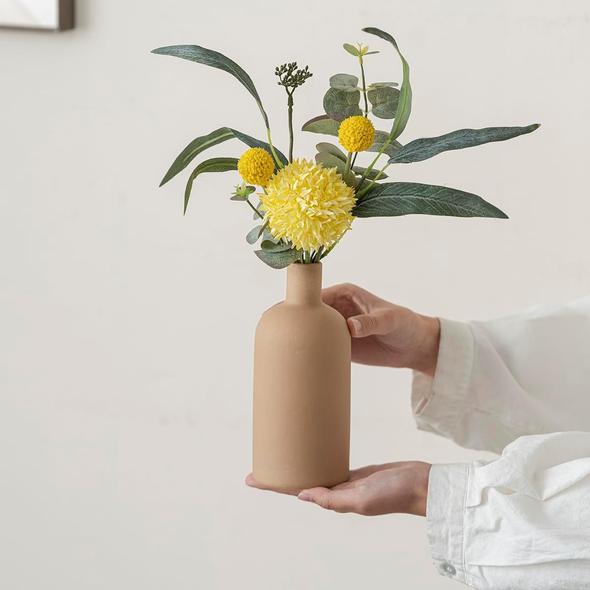 Modern Ceramic Vase Set 4 Neutral Coffee Tones Minimalist Home Decor