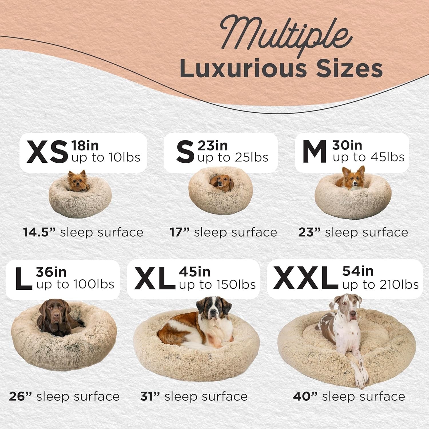 Calming Donut Dog Bed 30x30 Shag Fur Anti Anxiety Medium Taupe