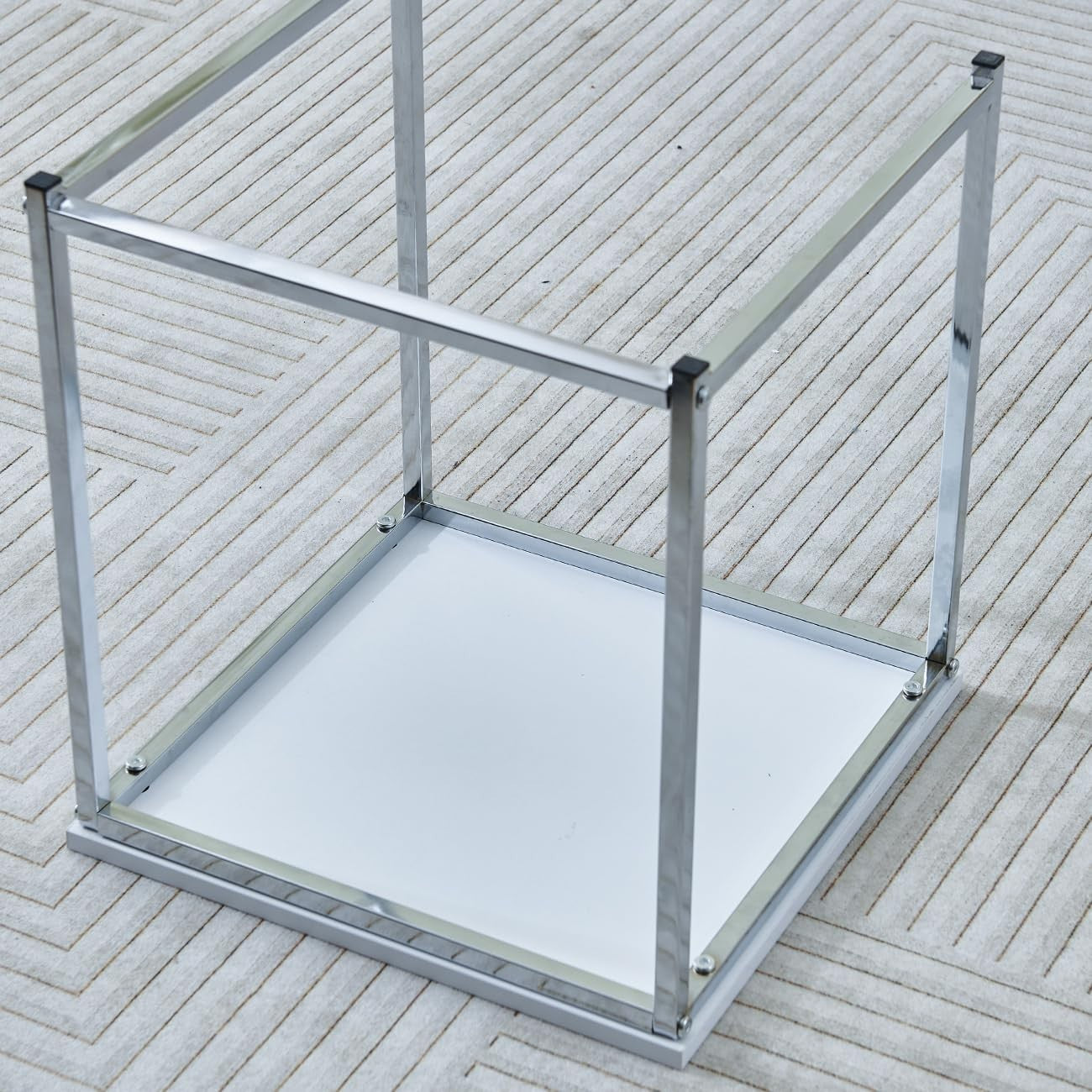 Space Saving 3pc Nesting End Side Tables Stackable High Gloss Modern White Set