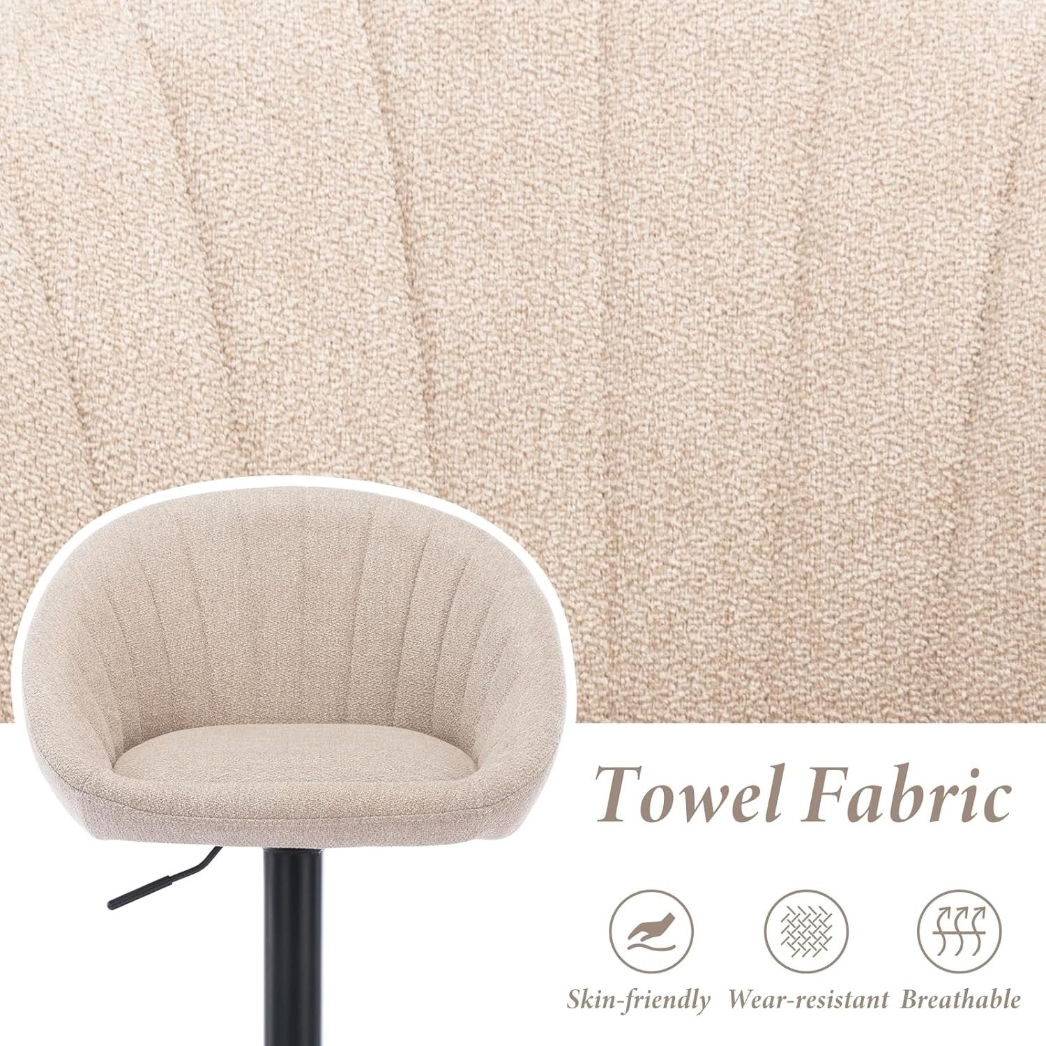 Beige Modern L-Shaped Bar Stools Set of 6 – Comfortable Towel Fabric Seats