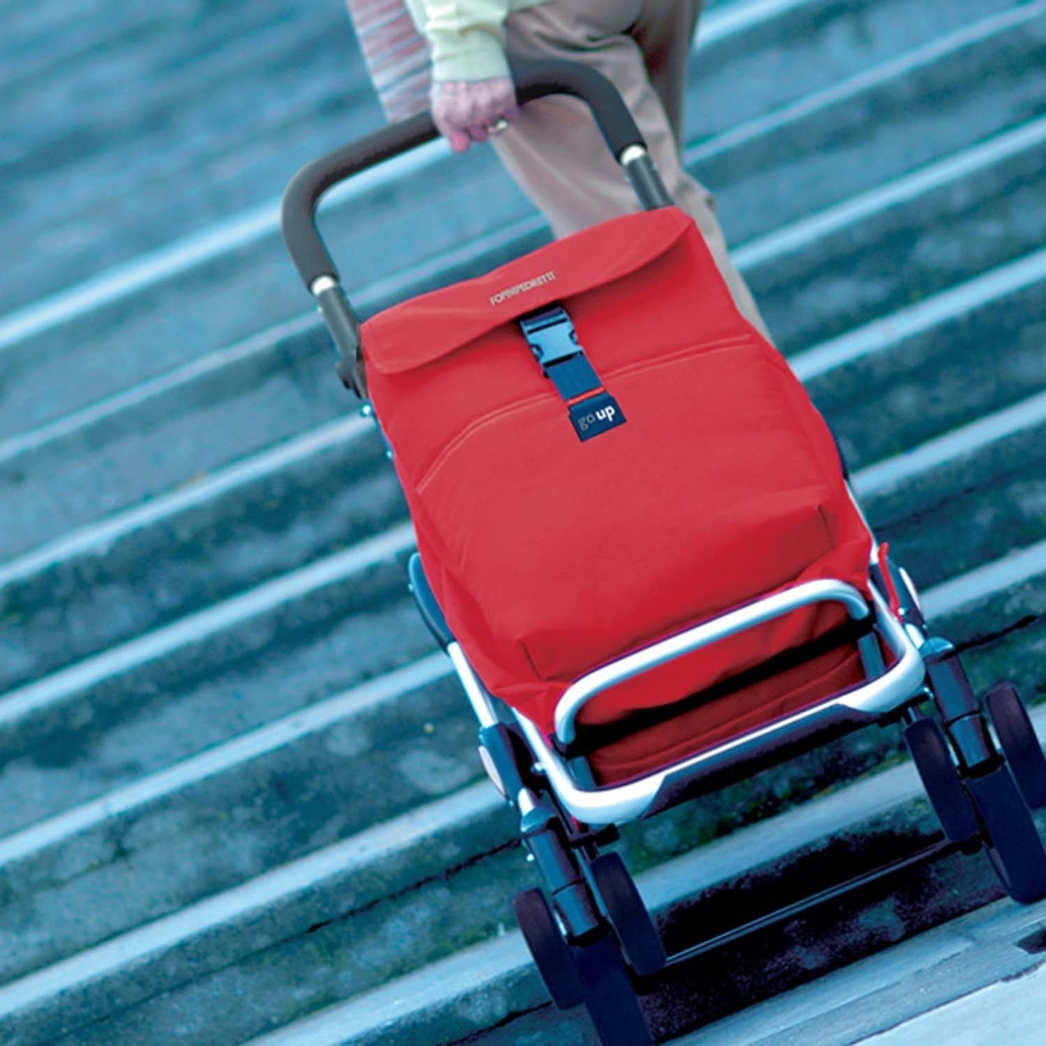 Foppapedretti Go Up Shopping Trolley Red Durable Metal & Rubber Foldable