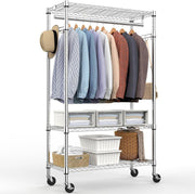 Heavy Duty Chrome Garment Rack with Wheels – 3 Tier, 189cm