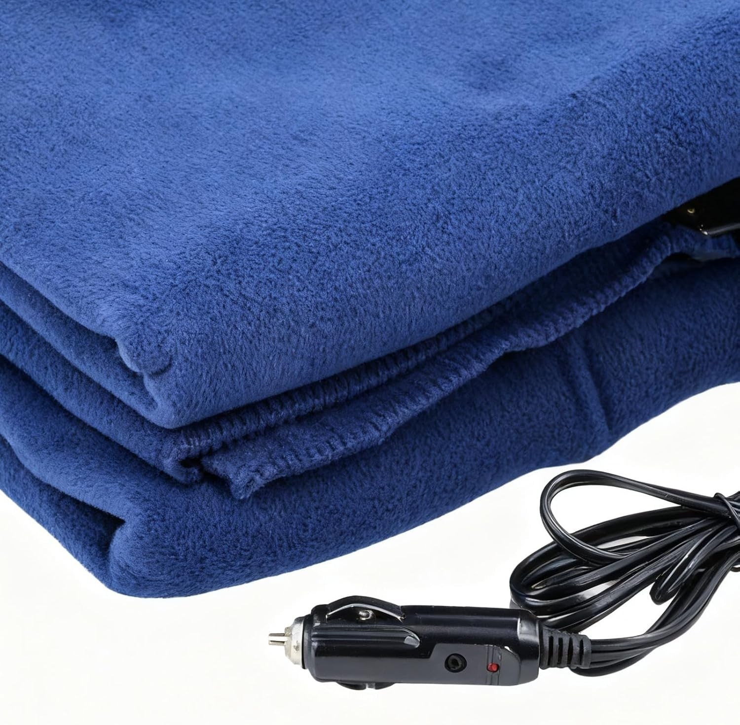 12V Electric Heated Car  Blue Blanket Throw 3 Heat Levels Travel Camping Warm
