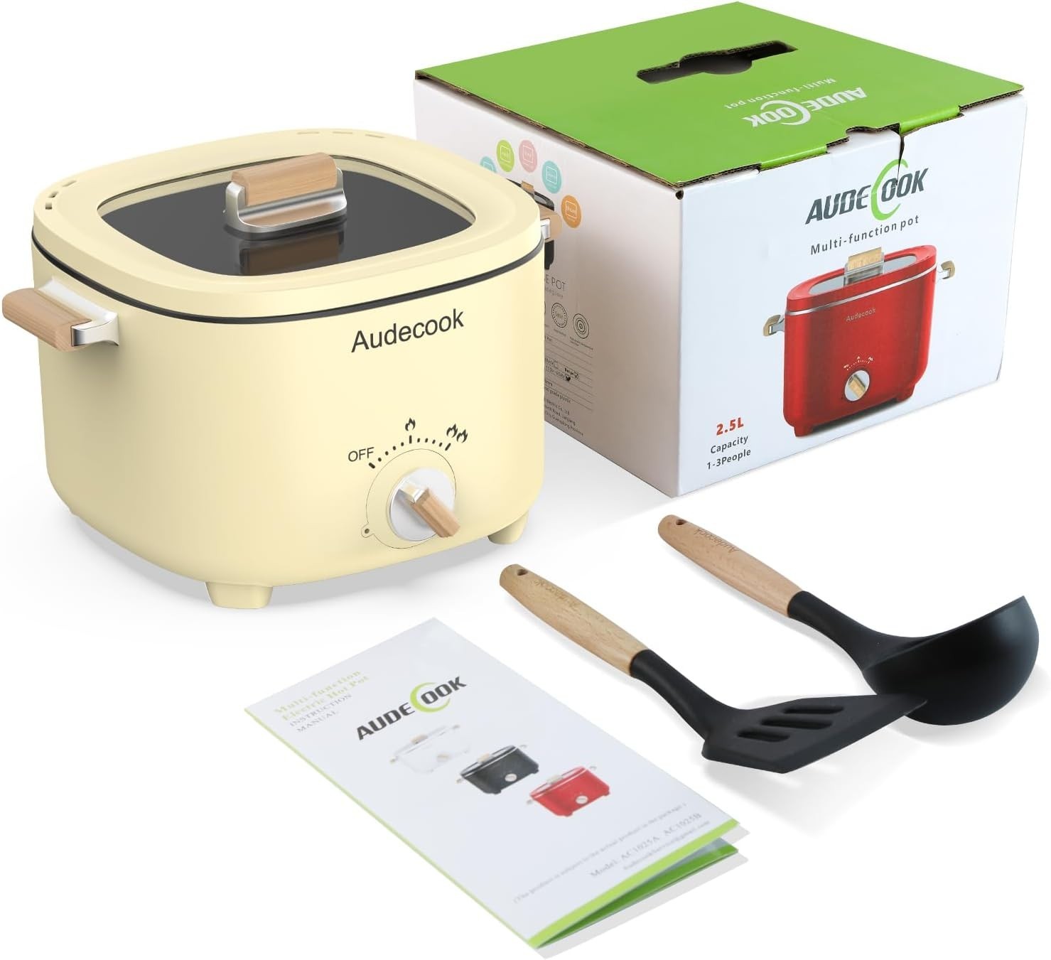 Electric 2.5L Multi Cooker Non-Stick Hot Pot for Soups, Ramen & More