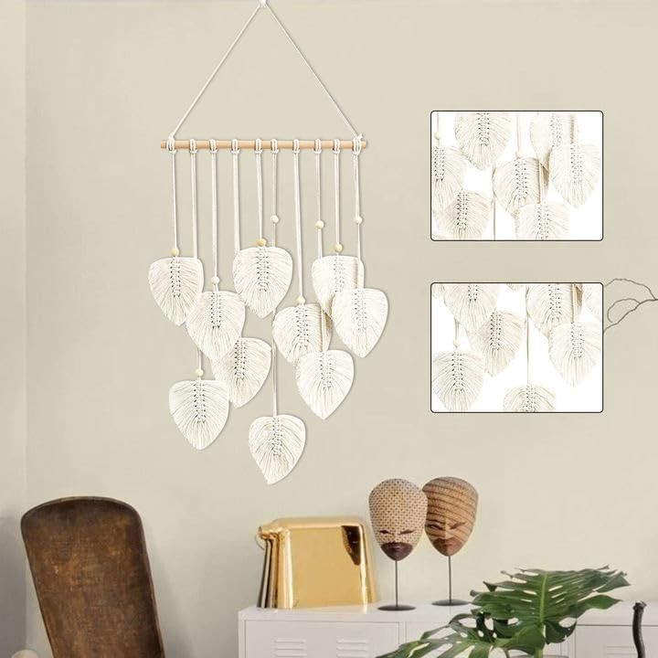 Boho Macrame Leaf Wall Hanging 40x80cm Cotton Tapestry