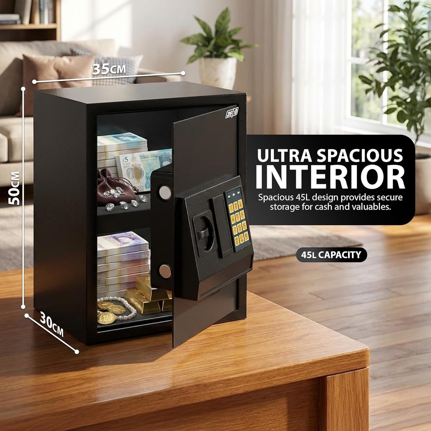 45L Digital Fireproof Safe Box Electronic Keypad Security Safe
