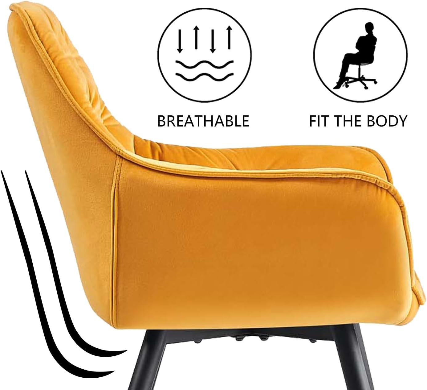 Yellow Velvet Tub Chair Dining Armchair Metal Legs