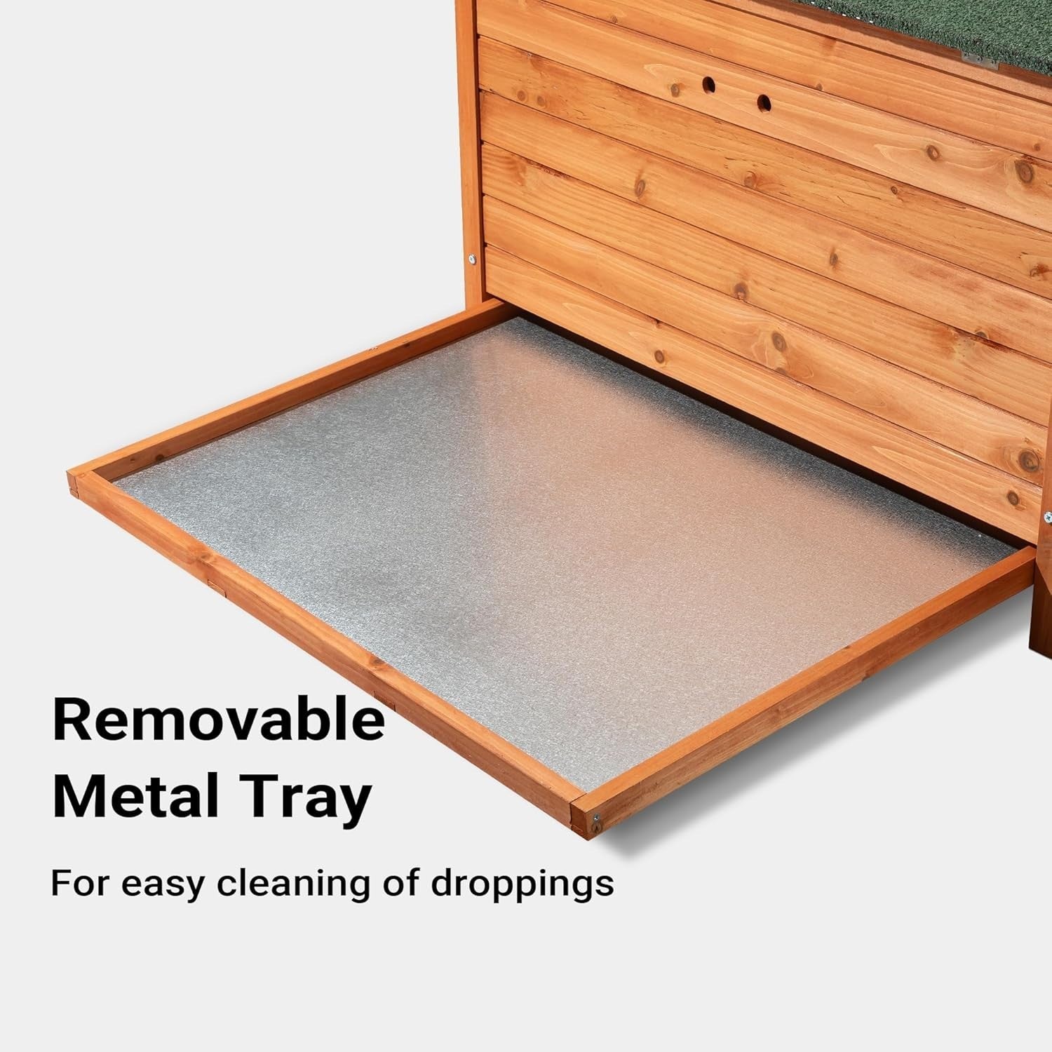 Wooden Chicken Coop with Nesting Box & Slide-Out Tray 136x74x70cm