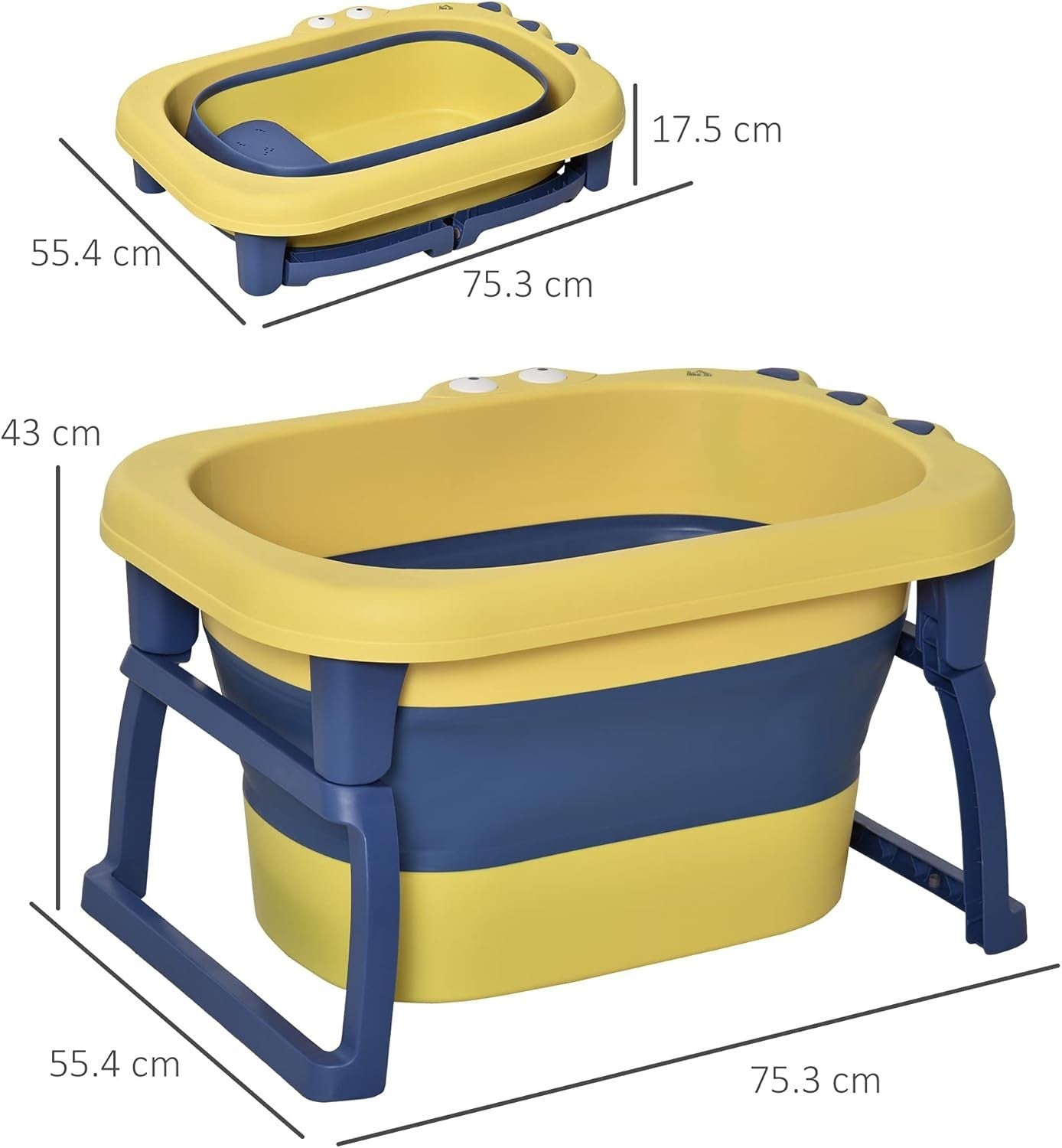 Baby Bathtub 0-6 Years | Collapsible Non-Slip Infant Toddler Bath with Stool